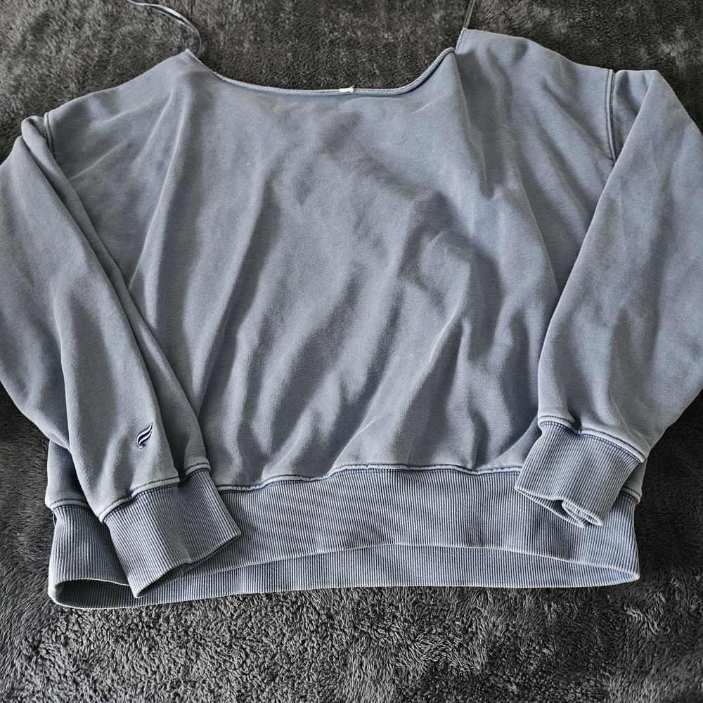 Fabletics Slate Blue Off-Shoulder Top